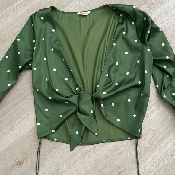 For Love & Lemons Polka Dot Tie Top - Picture 2 of 4
